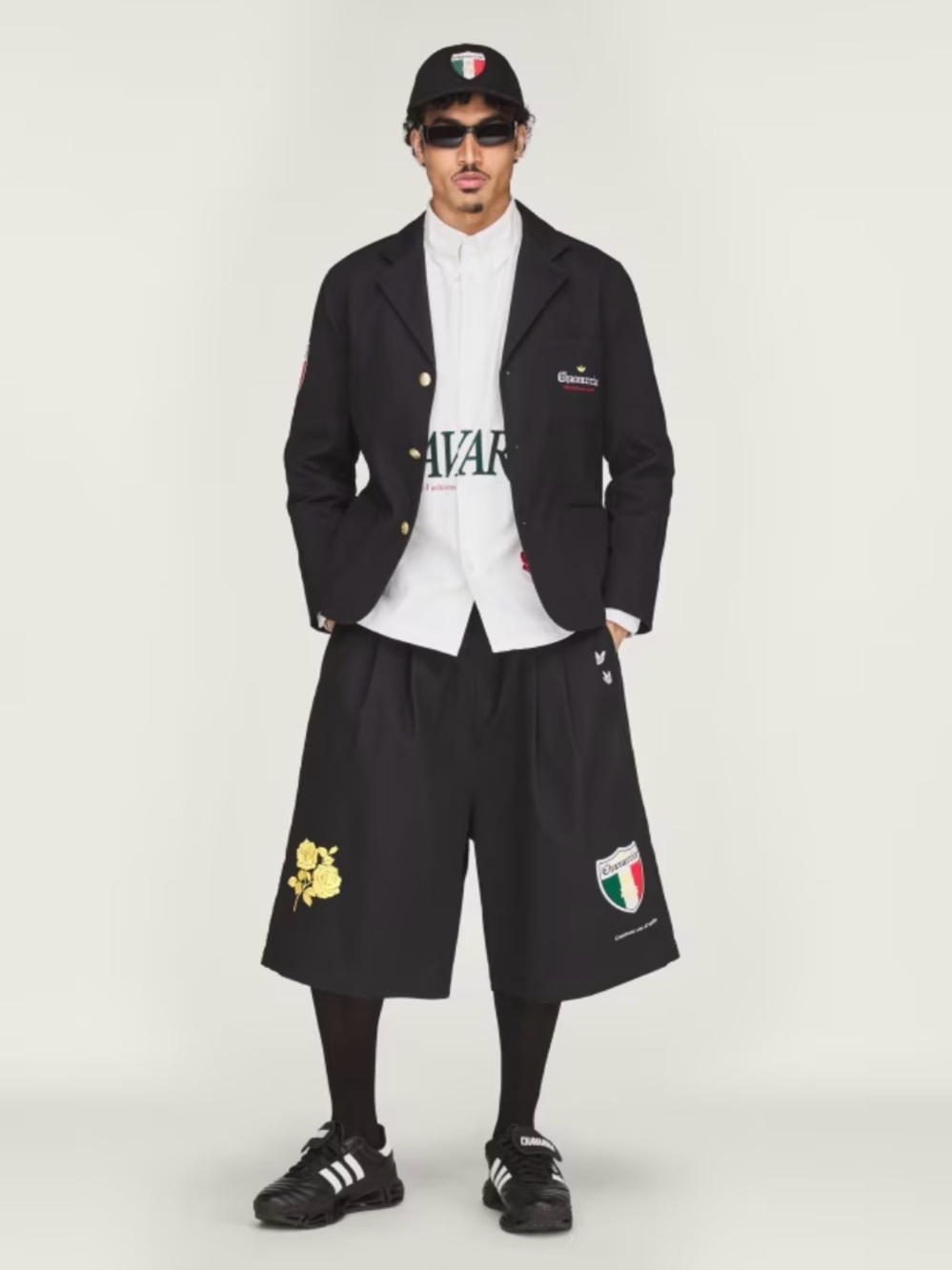Adidas Black Blazer size small with Crest and Gold Buttons and shorts size M